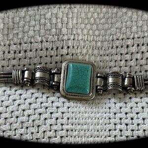Silver Metal with Turquoise Stone Bracelet Vintage